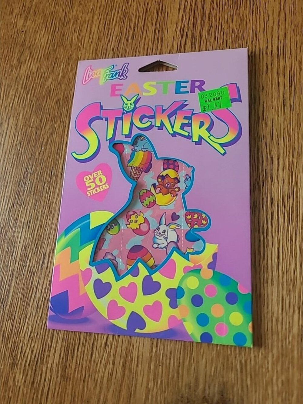 Vintage Lisa Frank 1989 Easter Stickers Bunny Rabbit Tote 4 sheets Unused